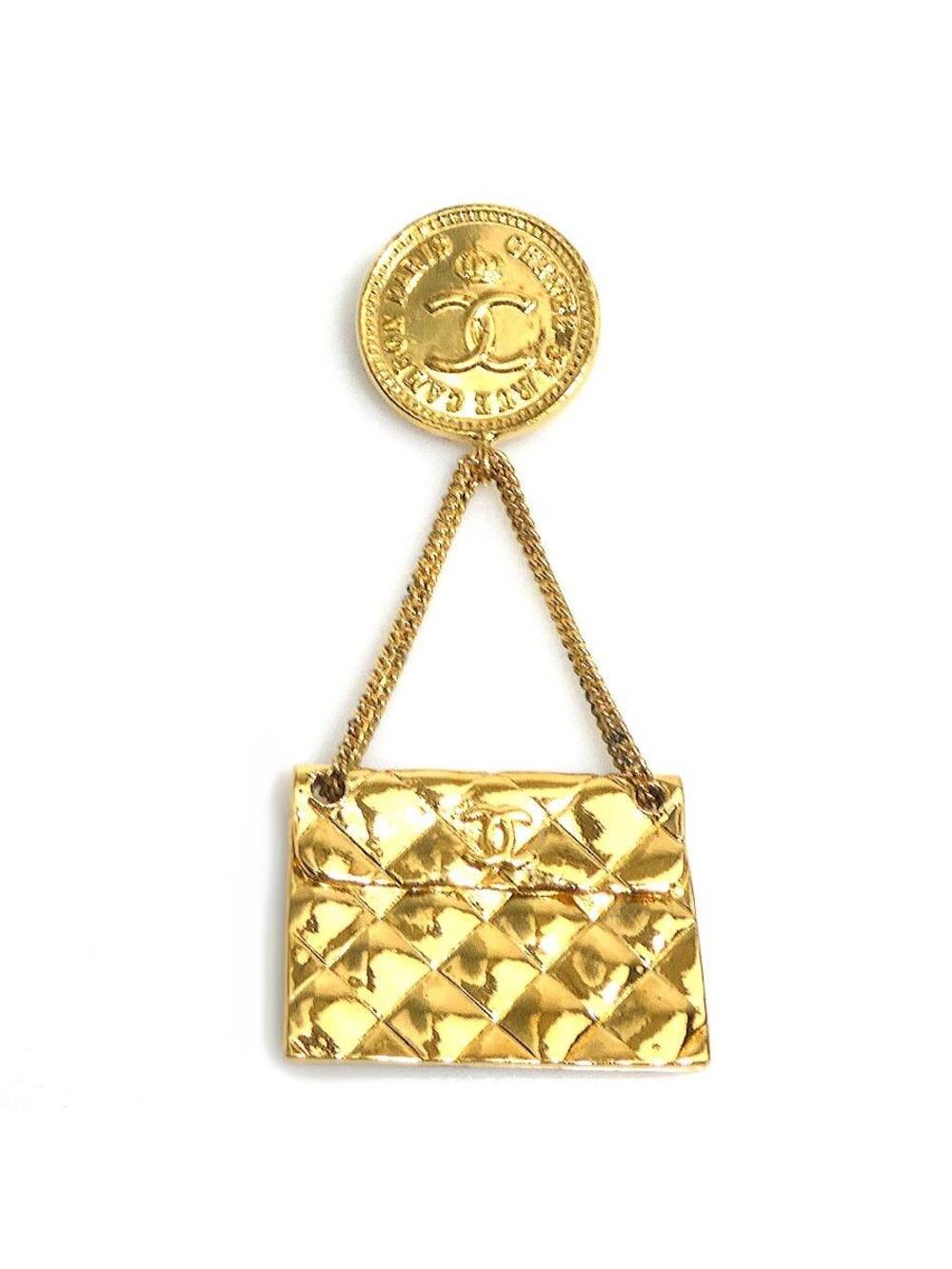 Auth Chanel Cc Logo Bag Motif Brooch #337998C30B